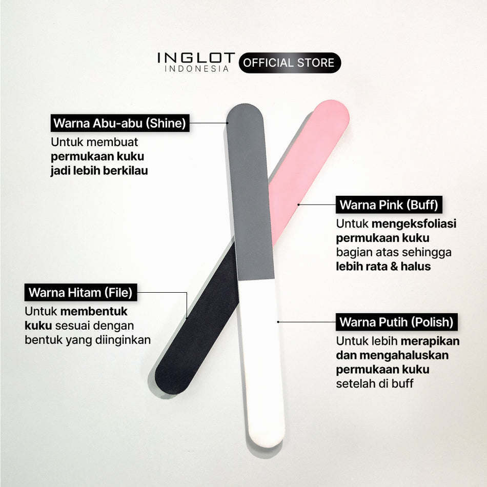 [Hemat 21%] INGLOT Nail Treatment Duos - Gel Effect Top Coat, Nail Buffer